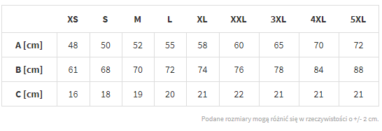 tabela rozmiarów koszulek